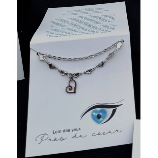 Bracelet délicat 2 chaînes et cœurs 