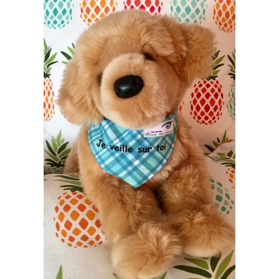 Peluche Golden Retreiver  ''Je veille sur toi'' 2 ans +