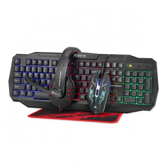 Kit Clavier Souris Casque et Tapis de Souris de Jeu CM-406