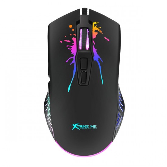 Xtrike Me Souris de Jeu Optique avec fil GM-215, 7D, 7 Boutons, Rétro-éclairage RGB, DPI 1200/24000/4800/7200