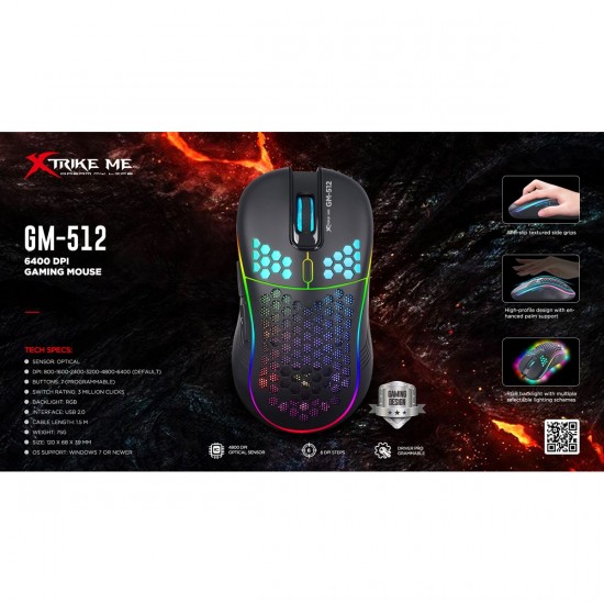 Xtrike Me Souris de Jeu Optique avec fil, 7...
