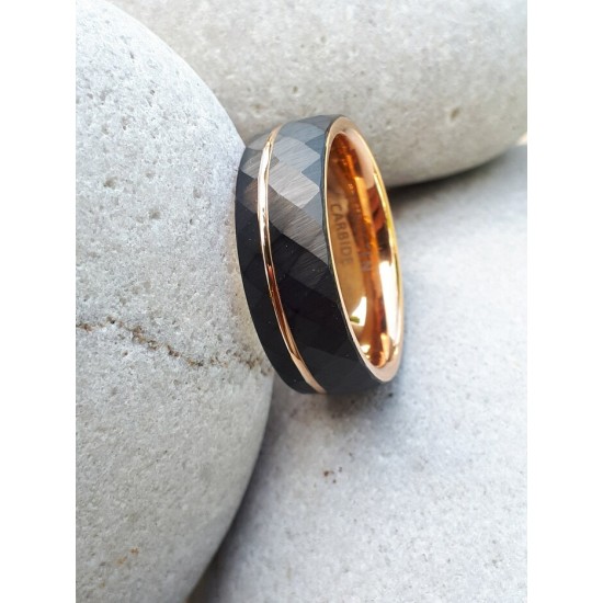   Bague en tungstène Noir et Rosé