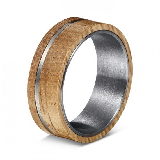 Bague de mariage en tungstène en bois de baril de whisky