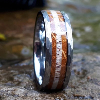 Bague pour hommes en argent tungstène