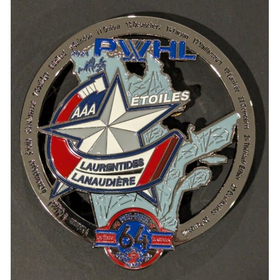 Épinglette 2024 Laurentides Lanaudièere Étoiles AAA PWHL de la 64e édition du tournoi pee-wee de Québec