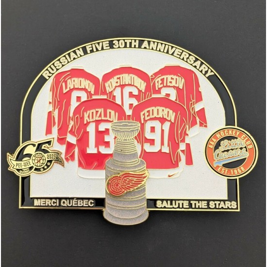 Épinglette 2025 Detroit Little Caesars Russian Five Red AAA de la 65e édition du tournoi Pee-wee de Québec
