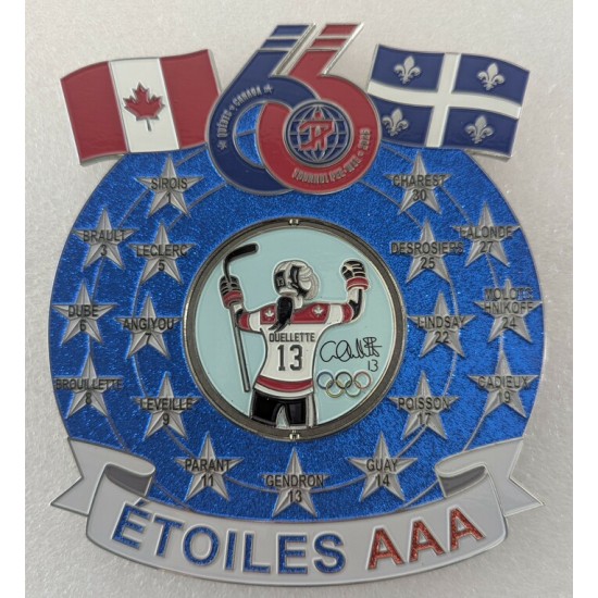 Épinglette 2026 Les Étoiles AAA Laurentides-Lanaudière Caroline Ouellette de la 66e édition du tournoi Pee-wee de Québec