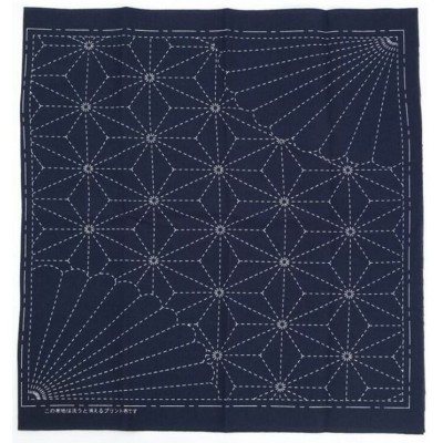 Tissu pré-imprimé sashiko  feuilles de chanvre