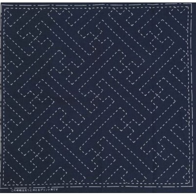 Tissu pré-imprimé sashiko  Frises imbriquées