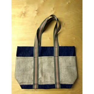Sac cabas fourre-tout en jeans et jute recyclé
