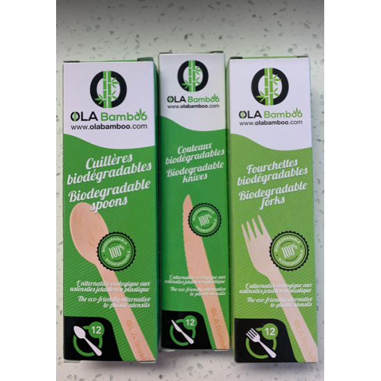 Ustensiles en bois compostables