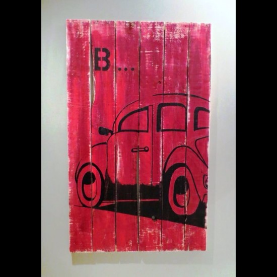 Affiche en bois, voiture Beetle