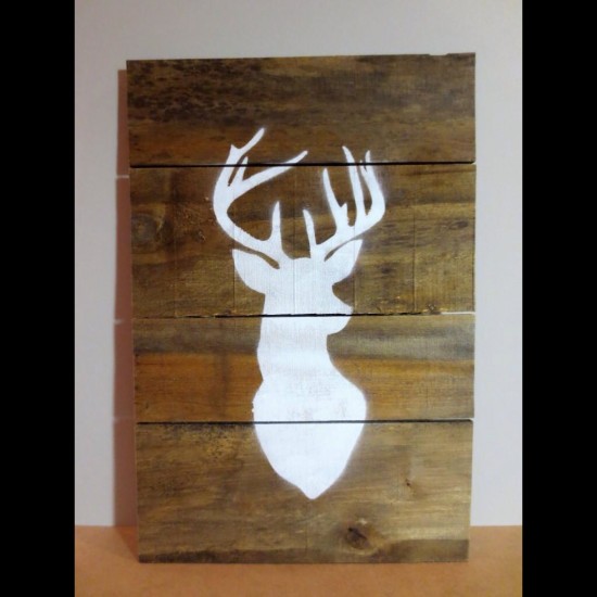 Tableau silhouette de cerf sur bois