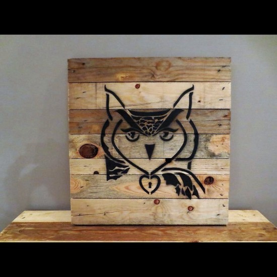 Tableau ''Hibou'' sur bois