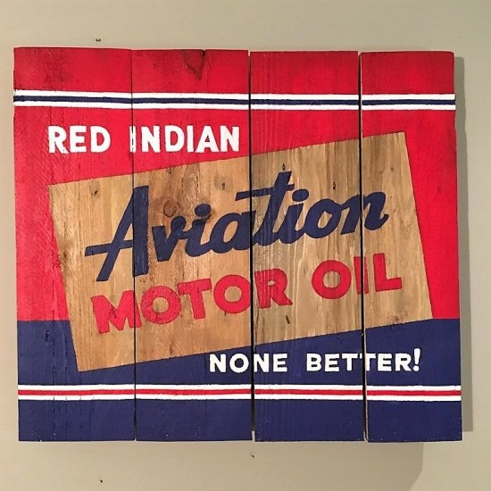 Enseigne ''Red Indian Aviation'' sur bois