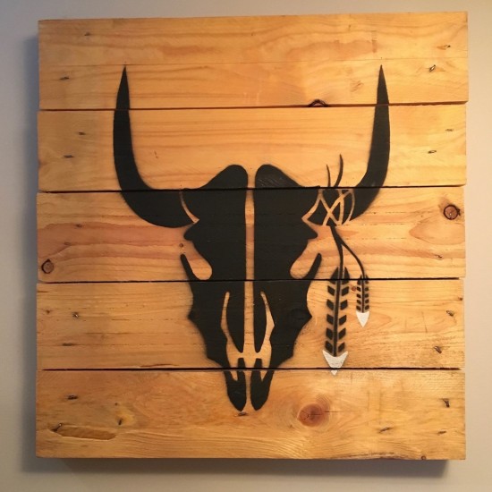 Tableau silhouette buffle sur bois