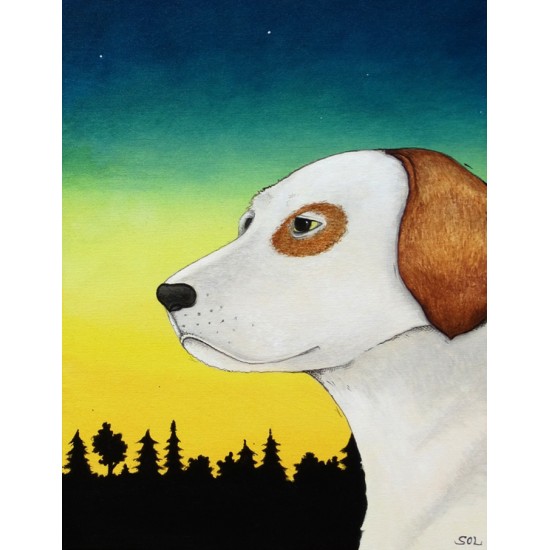 Reproduction de la toile "Le chien" de Marie-Sol St-Onge