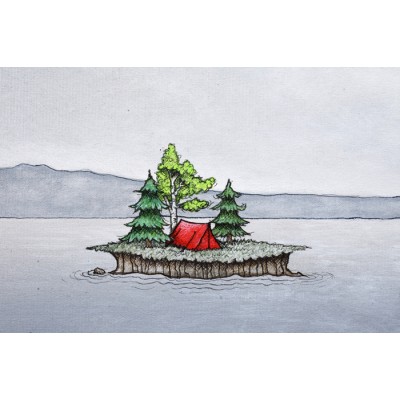 Reproduction de la toile "La tente rouge" de Marie-Sol St-Onge
