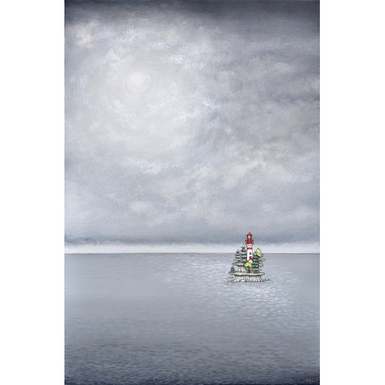 Reproduction de la toile "Le phare sur l'île" de Marie-Sol St-Onge