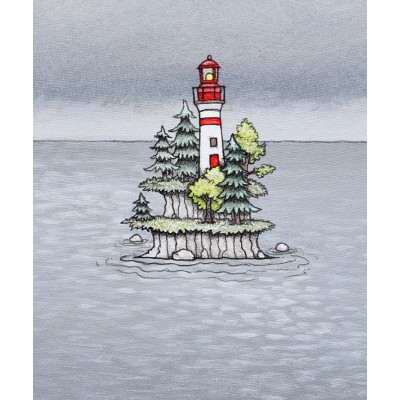 Reproduction de la toile "Le phare sur l'île" de Marie-Sol St-Onge