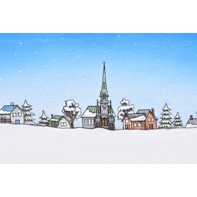 Reproduction de la toile "En route vers un Noël blanc" de Marie-Sol St-Onge