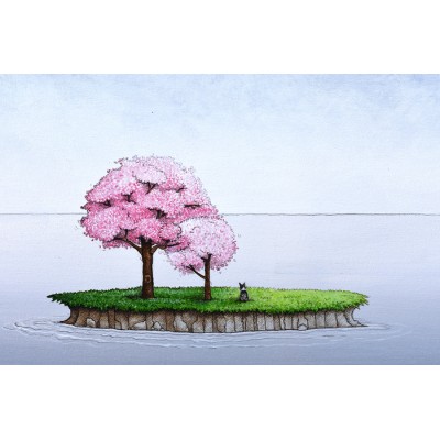 Reproduction de la toile "Cerisiers en fleur" de Marie-Sol St-Onge