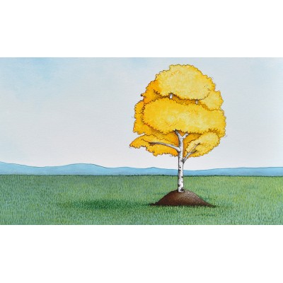 Reproduction de la toile "Le bouleau jaune" de Marie-Sol St-Onge