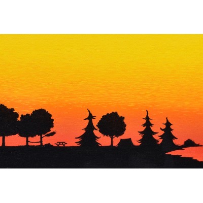 Reproduction de la toile "Camping sauvage" de Marie-Sol St-Onge