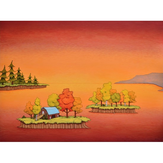  Reproduction de la toile "Les îles au coucher du soleil" de Marie-Sol St-Onge