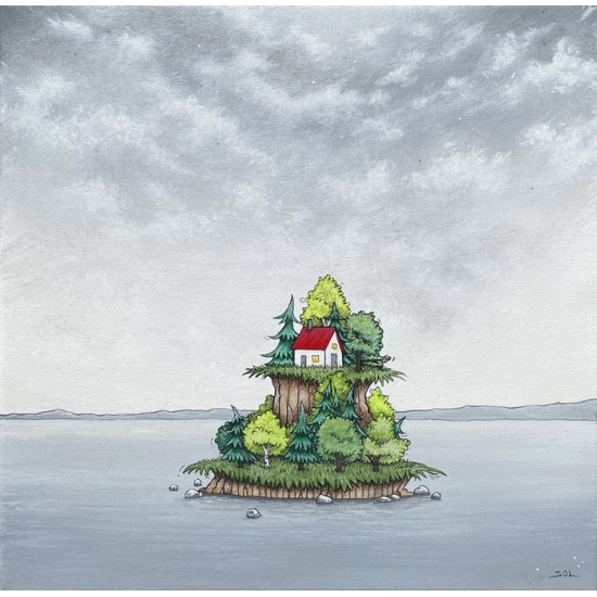 Oeuvre originale "La petite maison au toit rouge" de Marie-Sol St-Onge