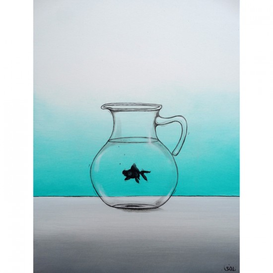 Reproduction de la toile "Le poisson noir" de Marie-Sol St-Onge