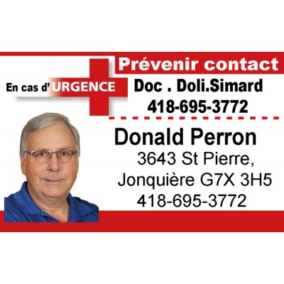 Carte PVC  Prévenir Contact