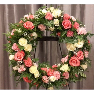 Couronne funéraire Hommage rosée