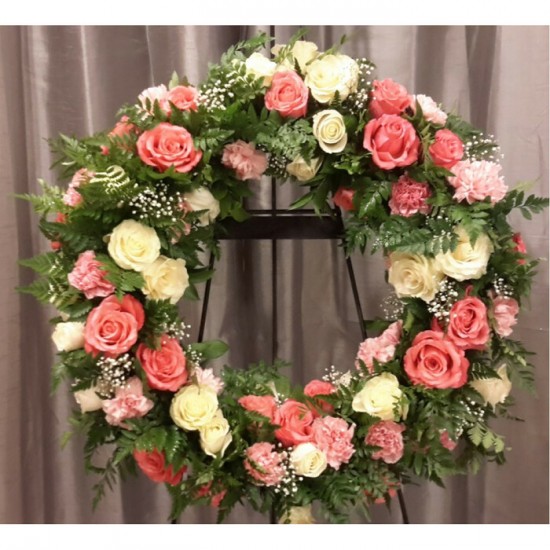 Couronne funéraire Hommage rosée