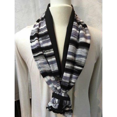 Foulard et couvre-visage Noir gris blanc - Rayé