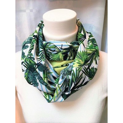 Foulard et couvre-visage Vert et blanc - Palmiers