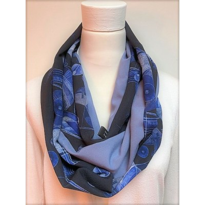 Foulard bleu jeans et noir