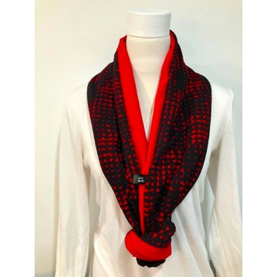 Foulard rouge et noir - petit carrelé