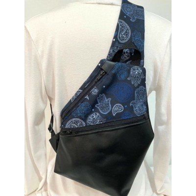 Sac à dos - bleu et noir avec motifs de mains