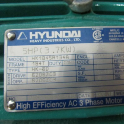 Moteur Elecrique Hyundai 5hp 3ph 575v 3510rpm