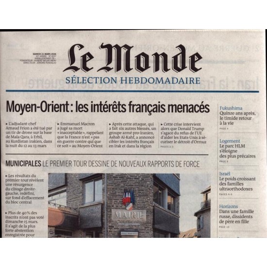 LE MONDE SÉLECTION HEBDOMADAIRE