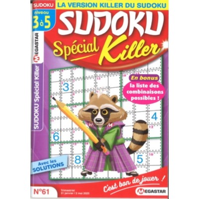 SUDOKU SPÉCIAL KILLER NIVEAU 3 À 5