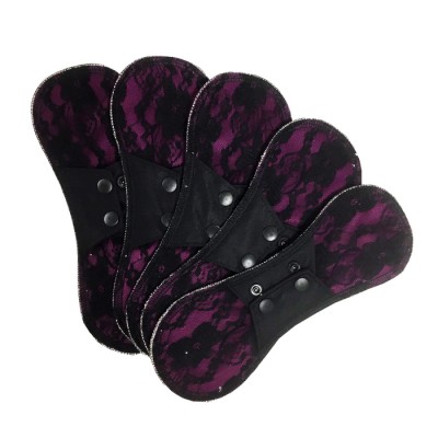 Serviettes hygiéniques lavables - Dentelle mauve...
