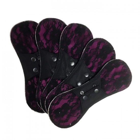 Serviettes hygiéniques lavables - Dentelle mauve - Prête à partir