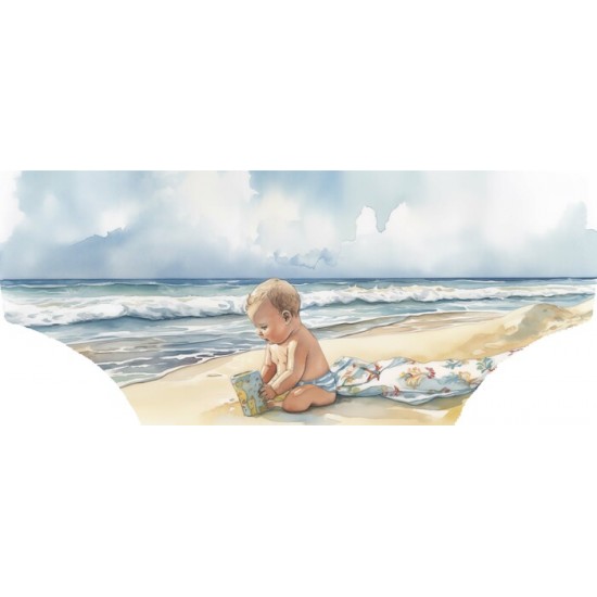 Bébé à la plage - Couche à poche modèle 3.0 - Sur commande