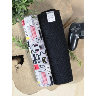 *DUO Game on et noir uni - Couverture en flanelle...