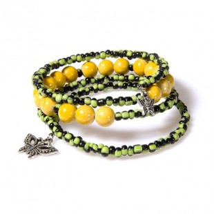 Bracelet sans fin jaune vert noir