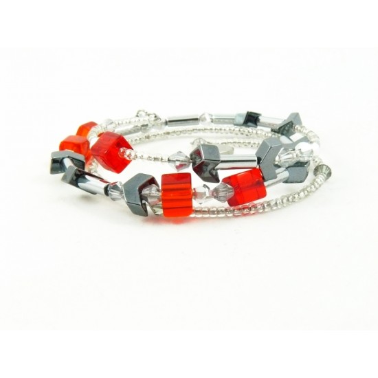 Bracelet Acier Inoxydable-Cristal Rouge