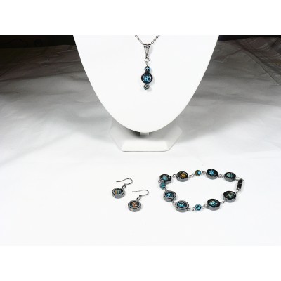 Boucle d'oreille Hématite-Malachite