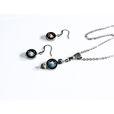 Collier D'Hématite-Pierre Malachite